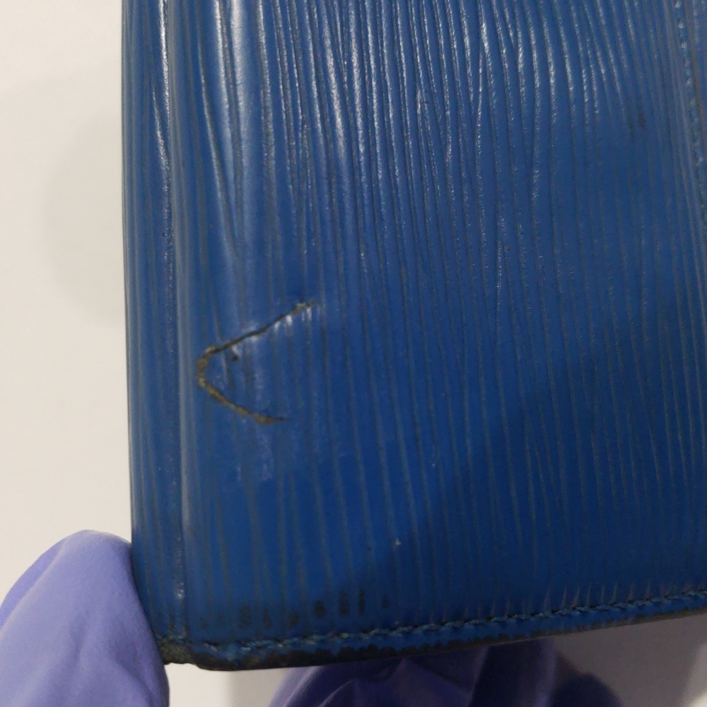 Vintage Louis Vuitton LV Trifold Luxury Wallet โ Royal Blue Epi Leather 4.25x4" - Picture 7 of 17